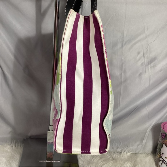 Rare Burberry London Floral Pattern Canvas & Leather Tote Bag EUC - Picture 7 of 13